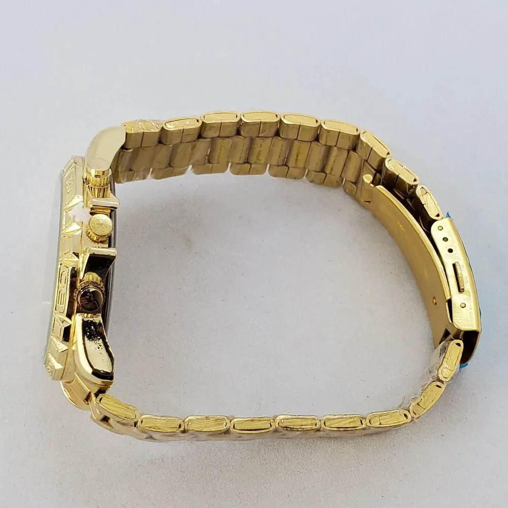 Men's Watch 44MM Gold Case Black Dial Date Indicator Gold Bracelet 8